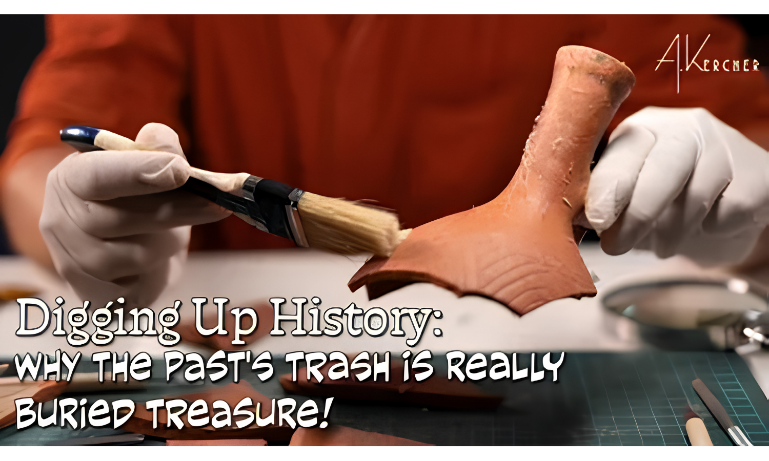 Archeologist cleaning pottery